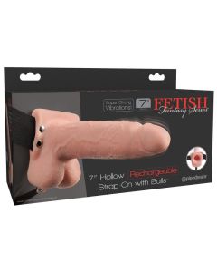 FETISH FANTASY SERIES - REALISTISCHER, VIBRIERENDER HOHL-STRAP-ON MIT HODEN, 17,8 CM