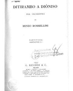 Renzo Rossellini (1908-1982) • Ditirambo a Diòniso
