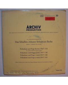 Johann Sebastian Bach (1685-1750) • Werke für Orgel: Serie F LP • Helmut Walcha
