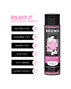 BRUMA - PREMIUM-MASSAGEÖL MIT WÄRMEEFFEKT, GUM-GESCHMACK 3 IN 1 - 100 ML