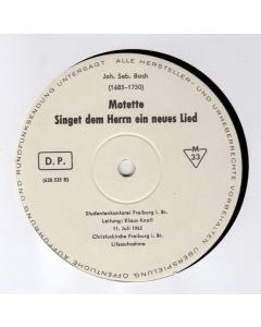 Bach (1685-1750) • Motette Singet dem Herrn ein neues Lied 10" • Studentenkantorei Freiburg