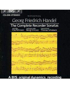 Georg Friedrich Händel (1685-1759) - Sonaten für Blockflöte & Bc Nr.1-6 CD