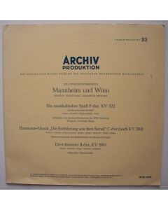 Mannheim und Wien • Wolfgang Amadeus Mozart LP