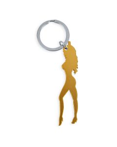 DIABLO PICANTE - SCHLÜSSELANHÄNGER MIT WEIBLICHER SILHOUETTE IN GOLDFARBE MIT BIERÖFFNER