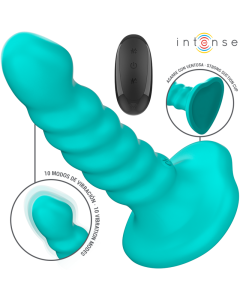 INTENSE - BUFFY VIBRATOR GRÖSSE S SPIRALE DESIGN 10 VIBRATIONEN BLAU FERNBEDIENUNG