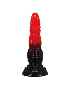POWER MONSTERS – FEUERDRACHEN-FANTASIE-DILDO MIT SAUGNAPF 24,5 CM Ø 5,8 CM ROT &amp; SCHWARZ
