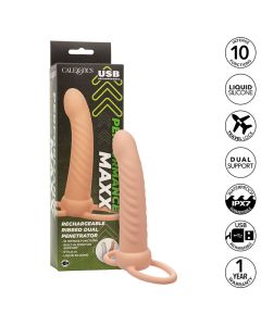 CALEXOTICS - MAXX RIBBED DUAL PENETRATOR 10 VIBRATIONEN FLEISCH