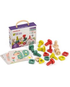 Miniland Eco Activity Nuts & Bolts Motorikspiel mit Schrauben und Muttern