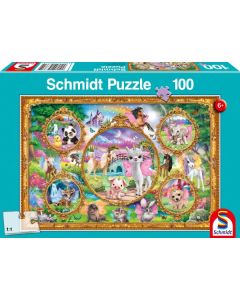 Animal Club, Einhorn-Tierwelt - 100 Teile Puzzle
