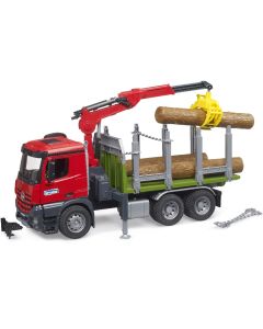 Bruder 03669 - MB Arocs Holztransport-LKW mit Ladekran, Greifer + Baumstämme