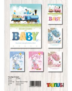 Babykarte - 100 Stück - 6 Motive