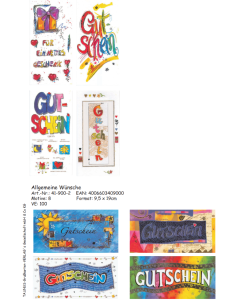 Gutscheinkarten - 100 Stück - 8 Motive