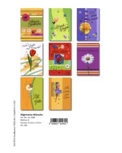 Allgemeine Wünsche Grußkarten - 100 Stück - 8 Motive