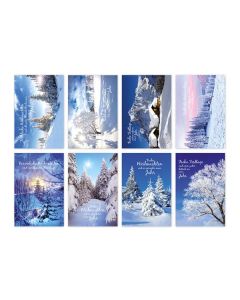 Winterlandschaft Weihnachtskarte - 8-fach sortiert