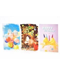 Geburtstagskarte - 100 Stück - 3 Motive - 11,5 x 17,5 cm
