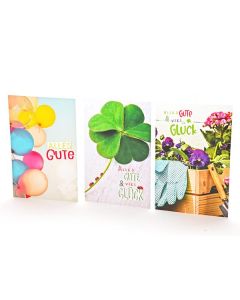 Glückwunschkarte allgemein - 100 Stück - 3 Motive - 11,5 x 17,5 cm