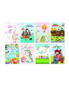 Kinder-Geburtstagskarte 11,5 x 17,5 cm, geprägt, sortiert