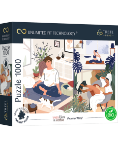 Yoga, Cats & Coffee: Peace of Mind / ADOBE STOCK_L - UFT Puzzle 1000 Teile