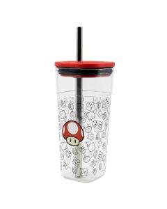 Nintendo - Super Mario - Toad - Trinkbecher mit Edelstahl Strohhalm - 540 ml