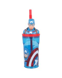 Marvel: Captain America - 3D Trinkbecher mit Strohhalm 360ml