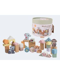 50 Holzbausteine Wildies Family in Tonne