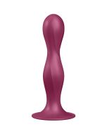 SATISFYER - DOUBLE BALL-R SILIKONDILDO GRANAT