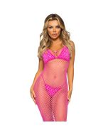 LEG AVENUE - LANGES NETZKLEID PINK EINE GRÖSSE