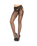 LEG AVENUE - HÖSCHE AUS ELEGANTEM, SCHWARZEM, BESTICKTEM NETZ
