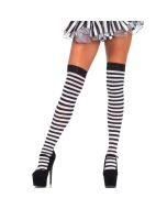 LEG AVENUE - SCHWARZ/WEIß GESTREIFTE HOHE SOCKEN