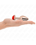 KINK - ROSA GOLDENER ANALSTECKER MIT ROTER ROSE M