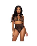 LEG AVENUE - ZWEITEILIGES SET, NECKHOLDER-CROP-TOP UND TANGA-HöSCHEN, EINHEITSGRößE