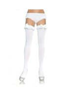 LEG AVENUE - BLICKDICHTE WEISSE STRUMPFHOSE MIT Rüschen UND SCHLEIFE