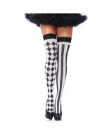 LEG AVENUE - SCHWARZ/WEIßE ARLEQUIN HOHE SOCKEN